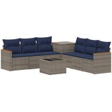  Set sofe 8 kom. Siva i tamnoplava Poli Rattan i čelik | shoptok.hr