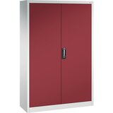 C+P Delavniška omara s krilnimi vrati, VxŠxG 1950 x 1200 x 400 mm, svetlo sive / rubinasto rdeče barve | Shoptok.si