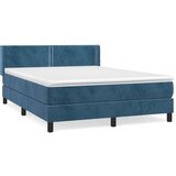 The Living Store Box spring postelja z vzmetnico temno modra 140x200 cm žamet - Box Spring Postelja, (21489242) | Shoptok.si