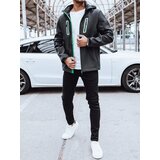 DStreet Men's softshell jacket with hood, dark gray Cene