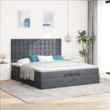 vidaXL Otomanski posteljni okvir z vzmetnicami siv 200x200cm žamet | Shoptok.si