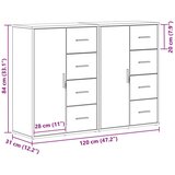 Sideboard Set od 2 komada Crni hrast Drvo metalne ručke Srednji | shoptok.hr
