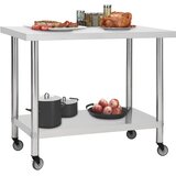  Kuhinjski radni stol s kotačima 100x45x85 cm nehrđajući čelik | shoptok.hr