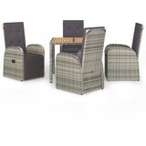 The Living Store Vrtna jedilna garnitura 5-delna z blazinami siv poli ratan - Vrtna Jedilna Garnitura, (21461266) | Shoptok.si