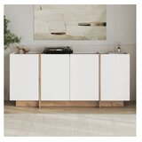 Hanah home Bela komoda v borovem dekorju z luknjo za kable 180x80x45 cm Dorma – Cene