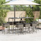  9-dijelni vrtni barski set s jastucima sivi od poliratana Siva 180 x 70 x 110 cm | Shoptok.si