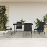  5-dijelni vrtni blagovaonski set crni od čelika i tekstilena | shoptok.hr