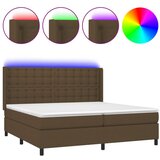 vidaXL Box spring postelja z vzmetnico LED temno rjava 200x200cm blago, (20892560) | Shoptok.si