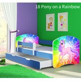  Otroška postelja ACMA z motivom, stranska modra + predal 160x80 cm 18 Pony na mavrici | Shoptok.si