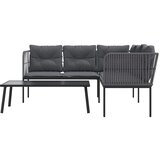  Set vrtnih sofa s jastucima crni od čelika i tekstilena | Eponuda.com