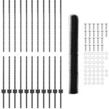 vidaXL ograjni stebri 22 kosov U-kanal siva 140 cm jeklo, šesterokotna ograja siva 1,4x25 m jeklo | Shoptok.si