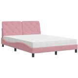 vidaXL Postelja z vzmetnico roza 140x190 cm žamet, (21095217) | Shoptok.si