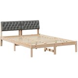  Okvir kreveta smeđe i tamnosivo 135 x 190 cm Masivna borovina | shoptok.hr
