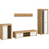 MID.YOU Dnevni Regal Jam, Bela, Barva Hrasta, 4-Delni | Shoptok.si