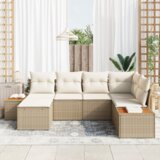 vidaXL Set od 6 dijelova vanjskog kauča s jastučićima Bež Poli Rattan Akacija | shoptok.hr