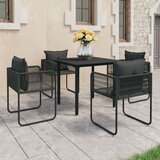 PVC 5-dijelni vrtni blagovaonski set od ratana crni Cijene