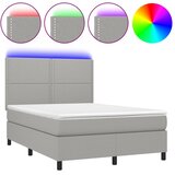  box spring s madracem LED svjetlosivi 140x190 cm tkanina | shoptok.hr