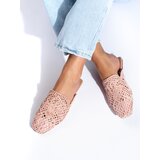 SHELOVET Pink flat flip-flops with openwork upper