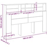  Glava kreveta s ormarićem Zidne Crni hrast 160 x 19 x 103,5 cm | shoptok.hr