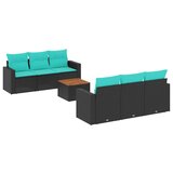  7-dijelni set vrtnih sofa od poliratana s jastucima crni | shoptok.hr