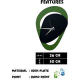 WALLXPERT dekorativni metalni zidni sat mele 1 crno - zeleni | ePonuda.com