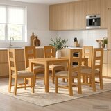  Blagovaonski set 7 kom. Bež Čvrsto Hrastovo Drvo 150 x 85 x 75 cm | shoptok.hr