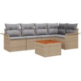  Set od 6 dijelova vrtnih kauča s jastučićima bež poli ratan akacija | shoptok.hr