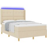 Box Spring postelja z vzmetnico in LED krem 160x200 cm tkanina, (22049592) | Shoptok.si