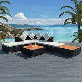 The Living Store Vrtna sedežna garnitura z blazinami 7-delna poli ratan črna - Komplet Zunanjih Kavčev, (21426148) | Shoptok.si