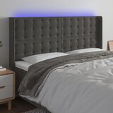  LED uzglavlje tamnosivo 203 x 16 x 118/128 cm baršunasto | shoptok.hr