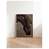 Wallxpert uramljena slika 115257, zebra sa zlatnim prugama na braon pozadini, 30 x 40 cm, ram u boji prirodnog drveta Cene