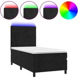  Box spring postelja z vzmetnico LED črna 100x200 cm žamet, (20900032) | Shoptok.si