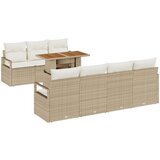 vidaXL 8 komada baštenskog sofa seta s jastučićima bež poli ratan akacija, dvosed baštenskog sofa s jastučićima bež poli ratan | shoptok.hr