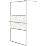 Pregrada za tuš s policom krom 115x195 cm staklo ESG i aluminij | shoptok.hr