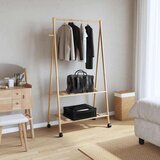 vidaXL Stojalo za oblačila s policami n kolesi 96x45,5x155,5 cm Bambus | Shoptok.si