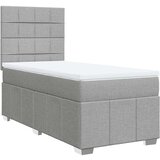 vidaXL Box spring postelja z vzmetnico svetlo siva 80x200 cm blago | Shoptok.si