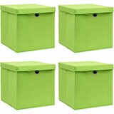  Kutije za pohranu s poklopcima 4 kom zelene 32x32x32 cm tkanina | shoptok.hr