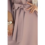 Numoco 287-37 SOFIA Butterfly dress with a binding at the waist - MOCHA MOUSSE | shoptok.hr
