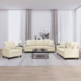  The Living Store Sedežna garnitura z vzglavniki 3-delna krem umetno usnje - Sedežna Garnitura, (21457525) | Shoptok.si