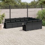  10-dijelni set vrtnih sofa s jastucima crni od poliratana | shoptok.hr