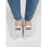 GOODIN Leather white loafers with a chain on the platform | Shoptok.si
