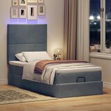 vidaXL Otomanski posteljni okvir z vzmetnicami siv 90x190cm žamet | Shoptok.si