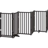 vidaXL Ograda za pse z vrati zložljiva 9 panelov črna 450 cm les | Shoptok.si