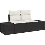 vidaXL 7-delni vrtni kavč z blazinami Črna poli ratan Akacija, (22092757) | Shoptok.si