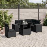 Maison Chic Seti vrtnega pohištva - Vrtna garnitura - Vrtni pohištvo set 6-delna z blazinami črna poli ratan, (21808046) | Shoptok.si