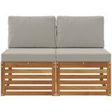  2 Komad Srednja sofa za van Čvrsto drvo akacije Prirodna | shoptok.hr