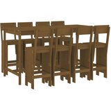  9-dijelni vrtni barski set boja meda od masivne borovine | shoptok.hr