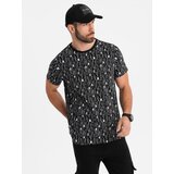 Ombre Cotton T-shirt with print and round neckline - black | Shoptok.si