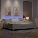  LED Box Spring Krevet Sivo-smeđa 200 x 200 cm tkanina | shoptok.hr