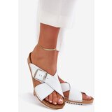Inblu Ladies Leather Slippers With Buckle White | shoptok.hr